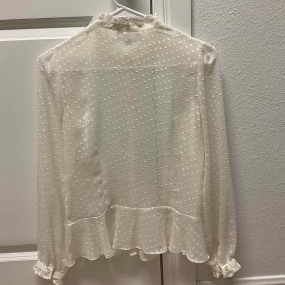 LOFT elegant white sheer blouse, size 4P - Picture 2 of 4